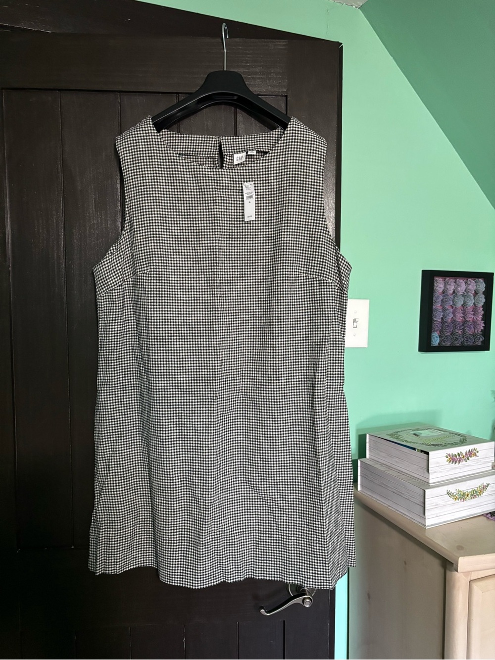 Gap Black & White Mini Check Sleeveless Shift Dress